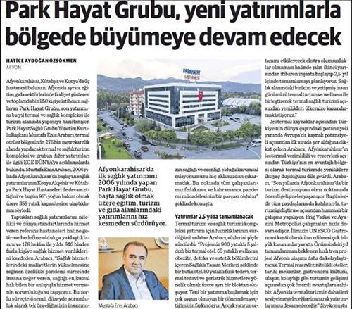 PARKHAYAT GRUBU YENİ YATIRIMLARLA BÖLGEDE BÜYÜMEYE DEVAM EDECEK.